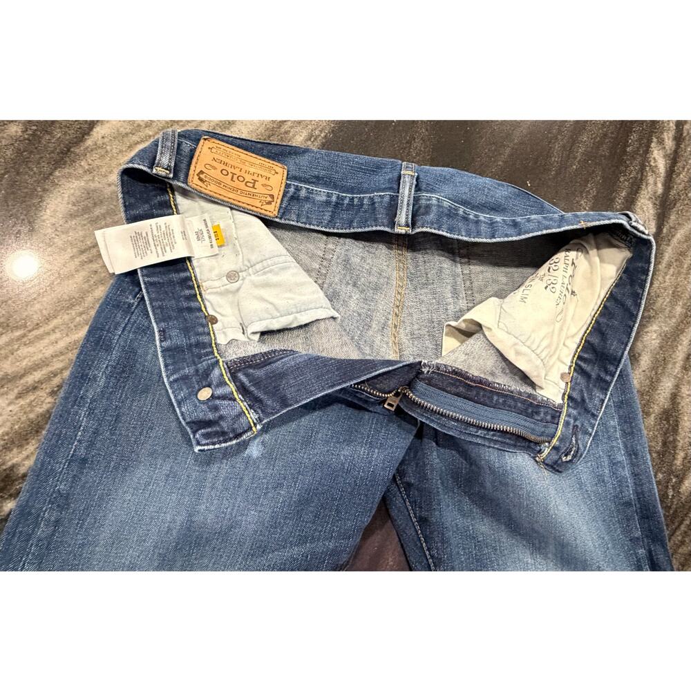 Polo Ralph Lauren Sullivan Slim Jeans Mens 32x32 Stretch Medium Wash Whiskered - Picture 4 of 9